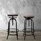 Artiss Adjustable Bar Stool Swivel Elm Wood Seat Industrial Kitchen Stool Black
