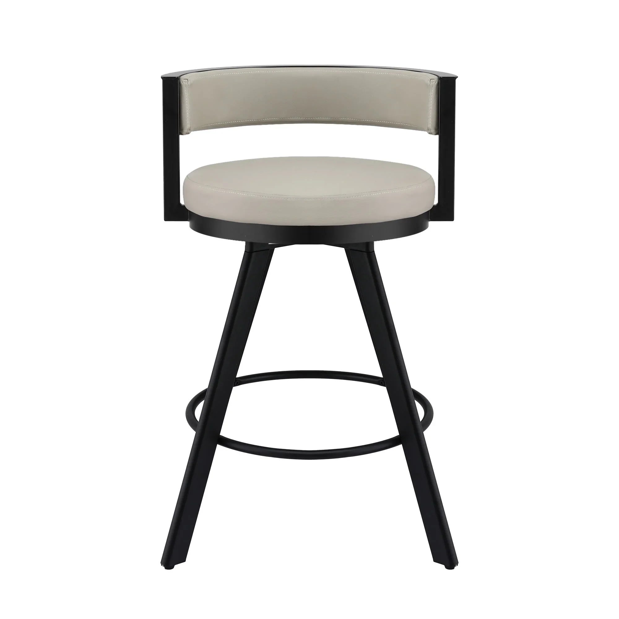 Bar Stool Swivel Kitchen Chair Metal PU Leather Counter Beige