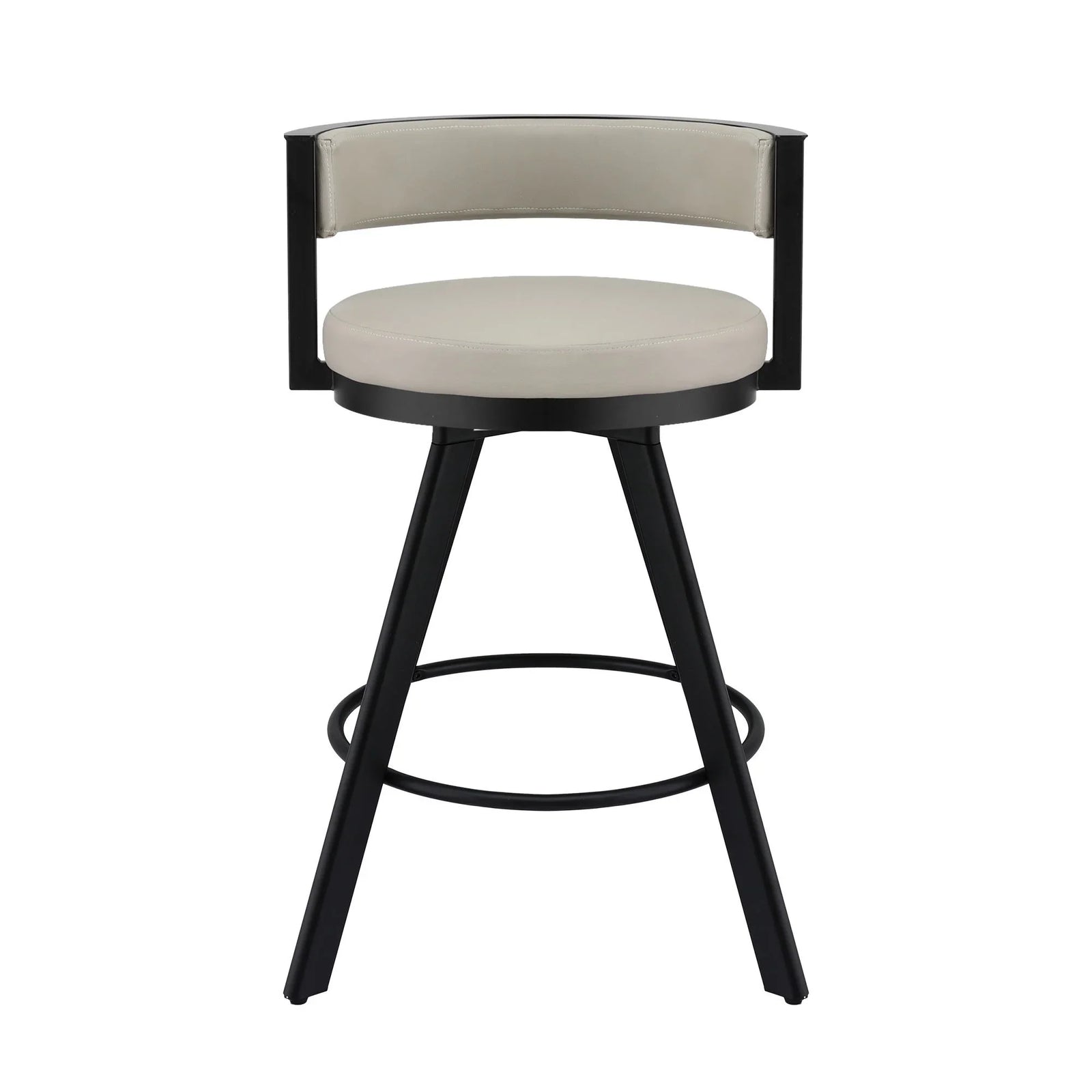 Bar Stool Swivel Kitchen Chair Metal PU Leather Counter Beige
