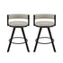 Bar Stools Set of 2 Swivel Kitchen Chair Metal Counter Beige Leather