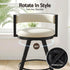 Bar Stools Set of 2 Swivel Kitchen Chair Metal Counter Beige Leather