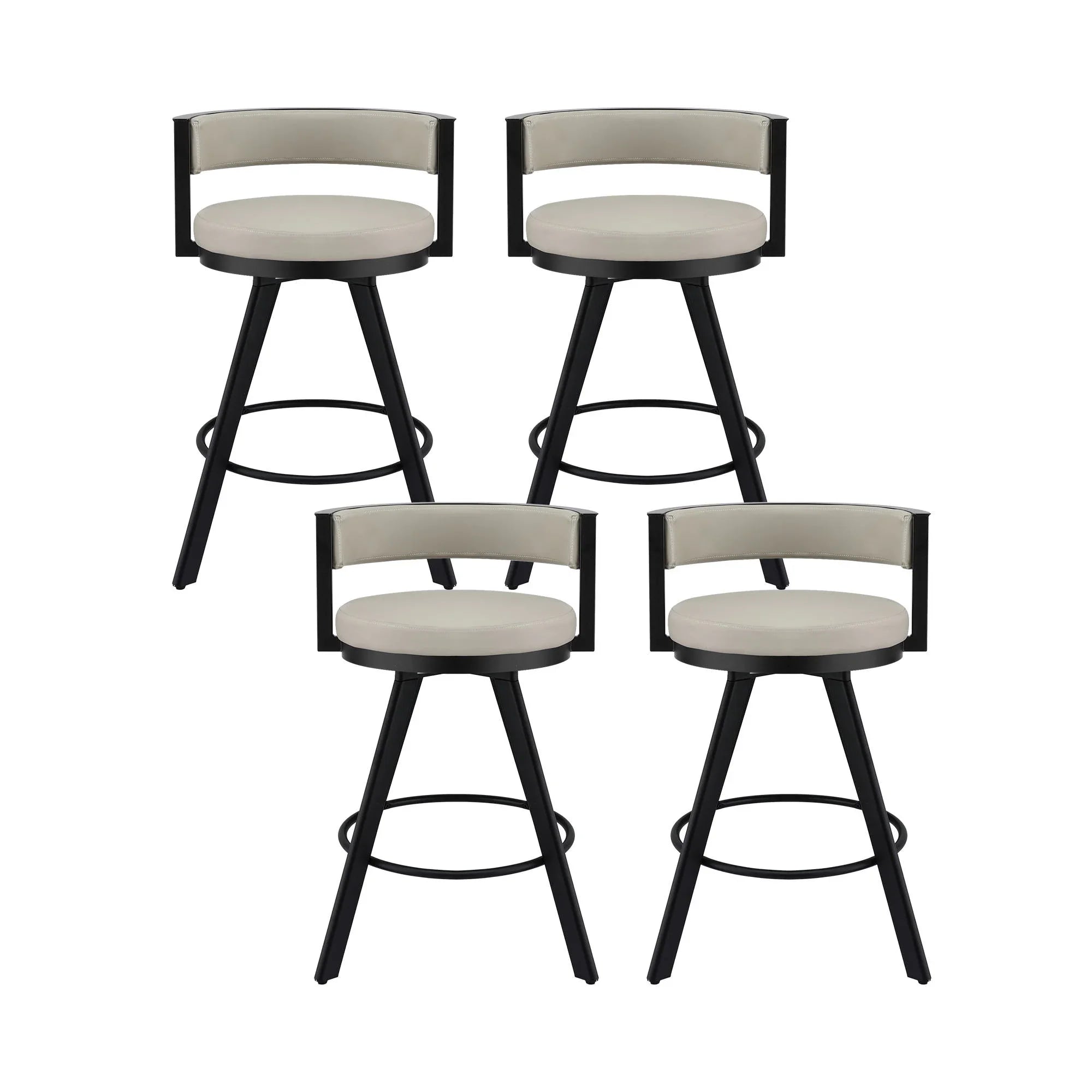 Bar Stools Set of 4 Swivel Kitchen Chair Metal Counter Beige Leather