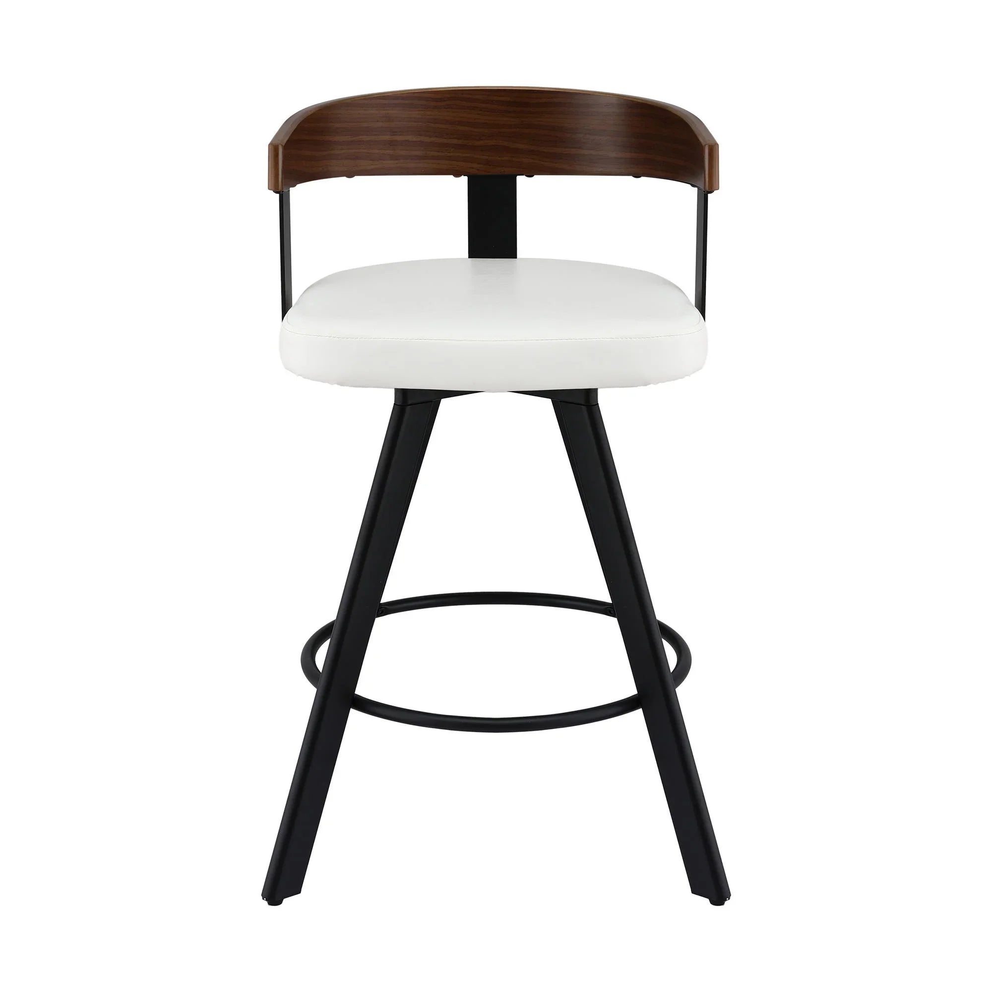 Bar Stool Swivel Metal Legs Kitchen Chair Bentwood Counter Leather White