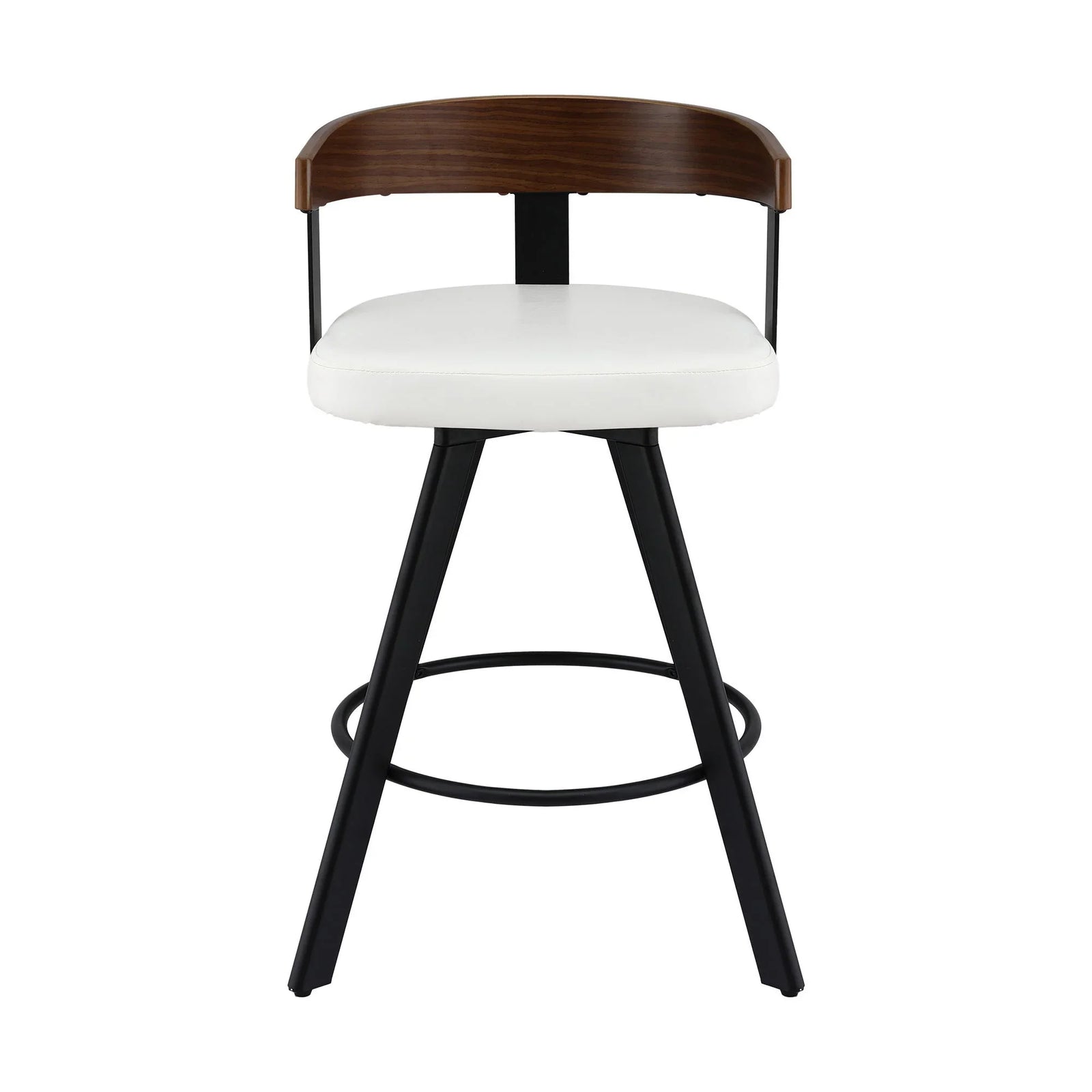 Bar Stool Swivel Metal Legs Kitchen Chair Bentwood Counter Leather White