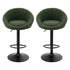 Artiss 2x Bar Stools Kitchen Chairs Gas Lift Adjustable Round Shell Boucle Green