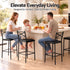 Artiss Bar Stools Set of 4 Counter 66cm Height Stools with Backrest, PU Cushioned Seat, Black