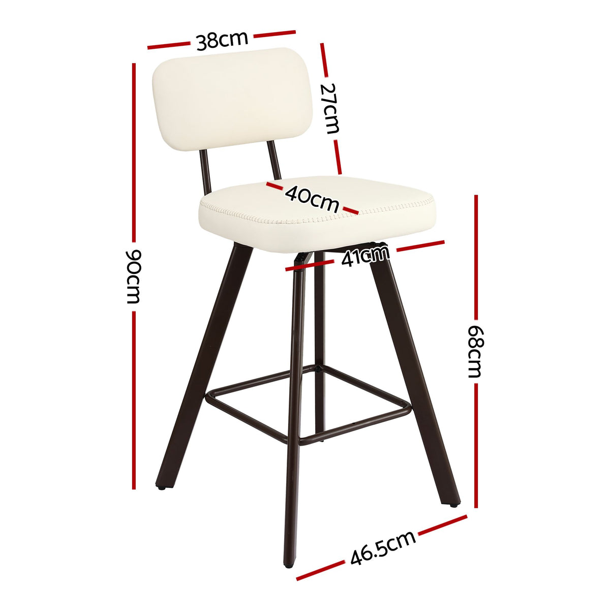 Artiss Bar Stools Set of 2 Swivel Counter 68cm Height Stools w/ Padded Backrest Beige