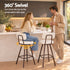 Artiss Bar Stools Set of 2 Swivel Counter 68cm Height Stools w/ Padded Backrest Beige