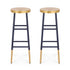 2x Bar Stools Metal Gold Navy