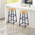 2x Bar Stools Metal Gold Navy