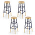 4x Bar Stools Metal Gold Navy