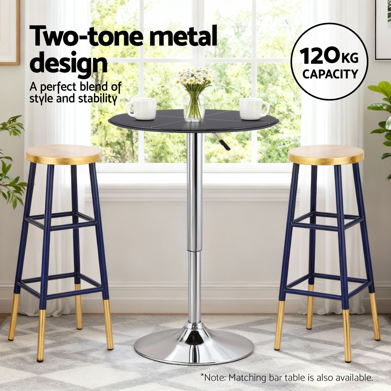 4x Bar Stools Metal Gold Navy