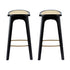 Artiss 2x Bar Stools Rattan Counter Kitchen Dinning Chair Bamboo Saddle Black