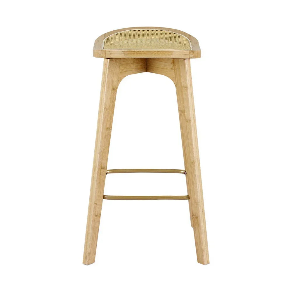 4x Bar Stools Bamboo Rattan Stool Counter Chair Kitchen Barstools