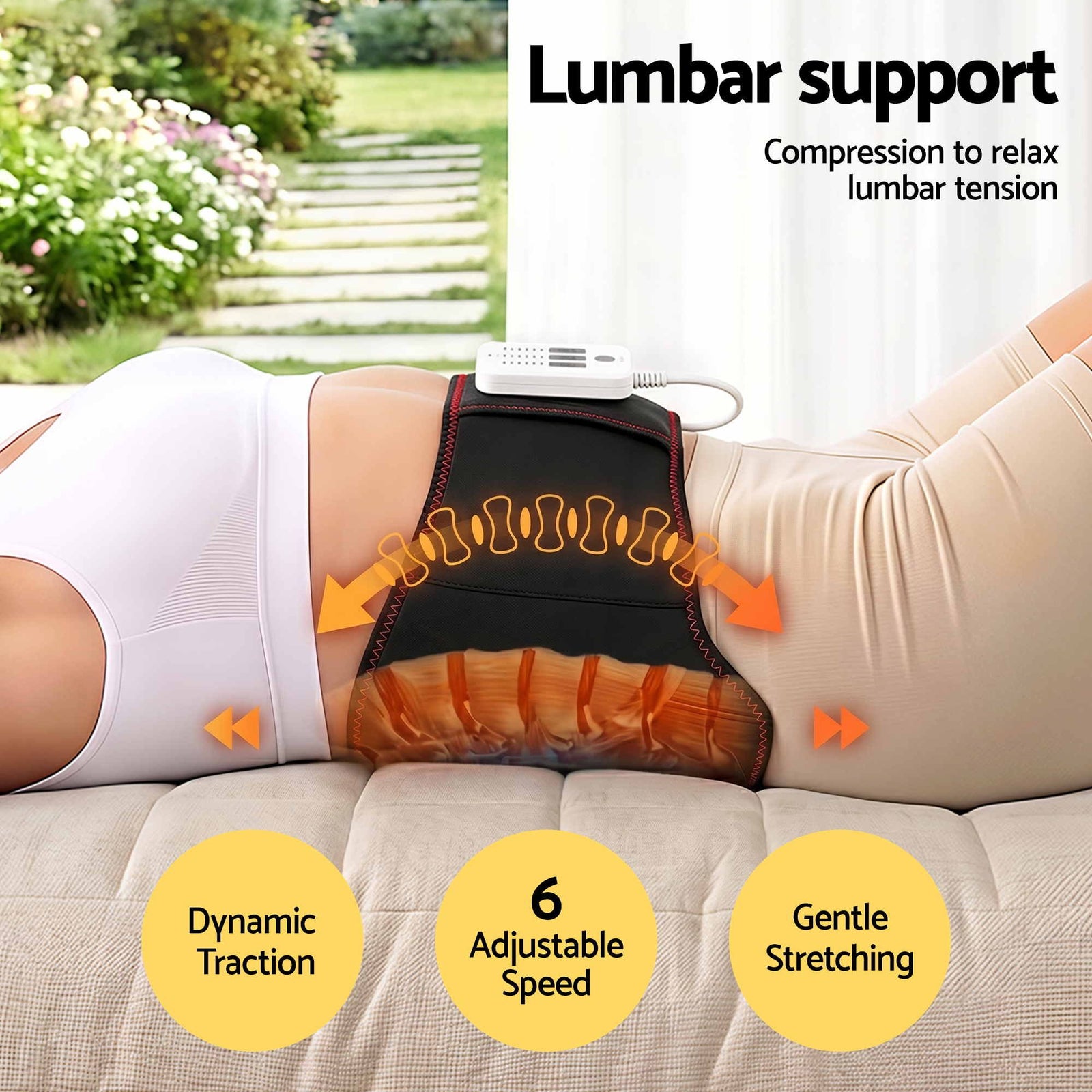 Lumbar Traction Massage Belt – Airbag Stretch, Heat, Vibration, 124cm