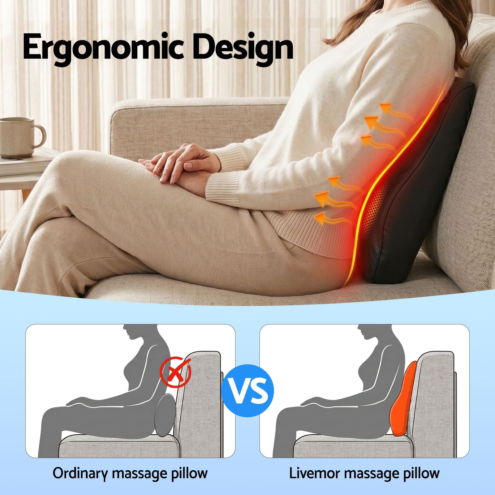 Traction Back Massager – Dynamic Lift, Heat, Vibration, Remote, 2000mAh