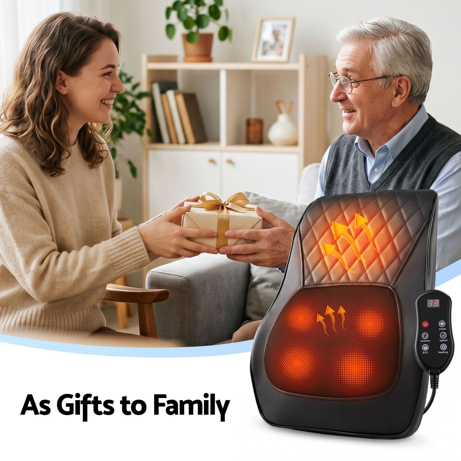 Traction Back Massager – Dynamic Lift, Heat, Vibration, Remote, 2000mAh