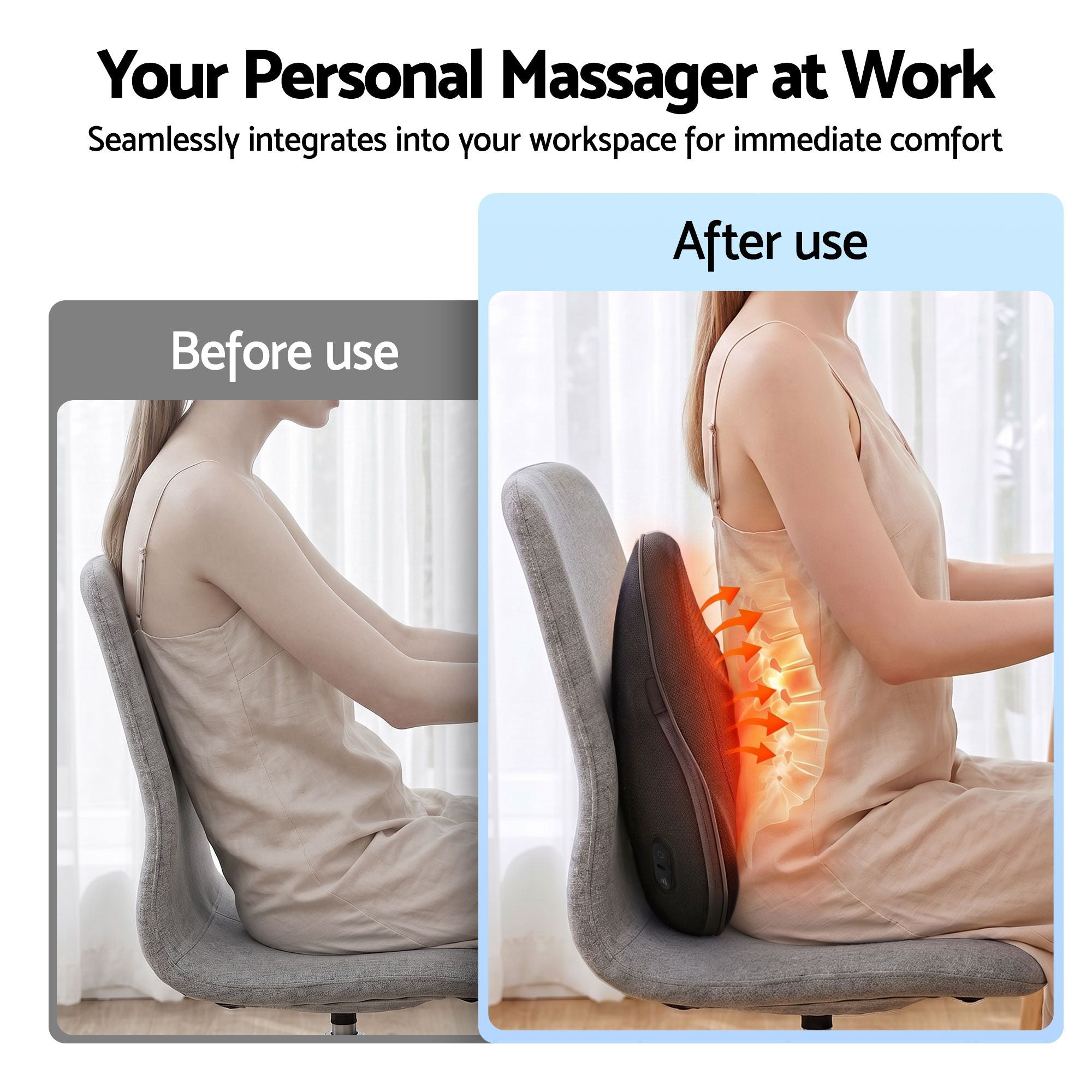 Back Massager – Heat, Triple‑Action Relief, Cordless 2000mAh, Type‑C
