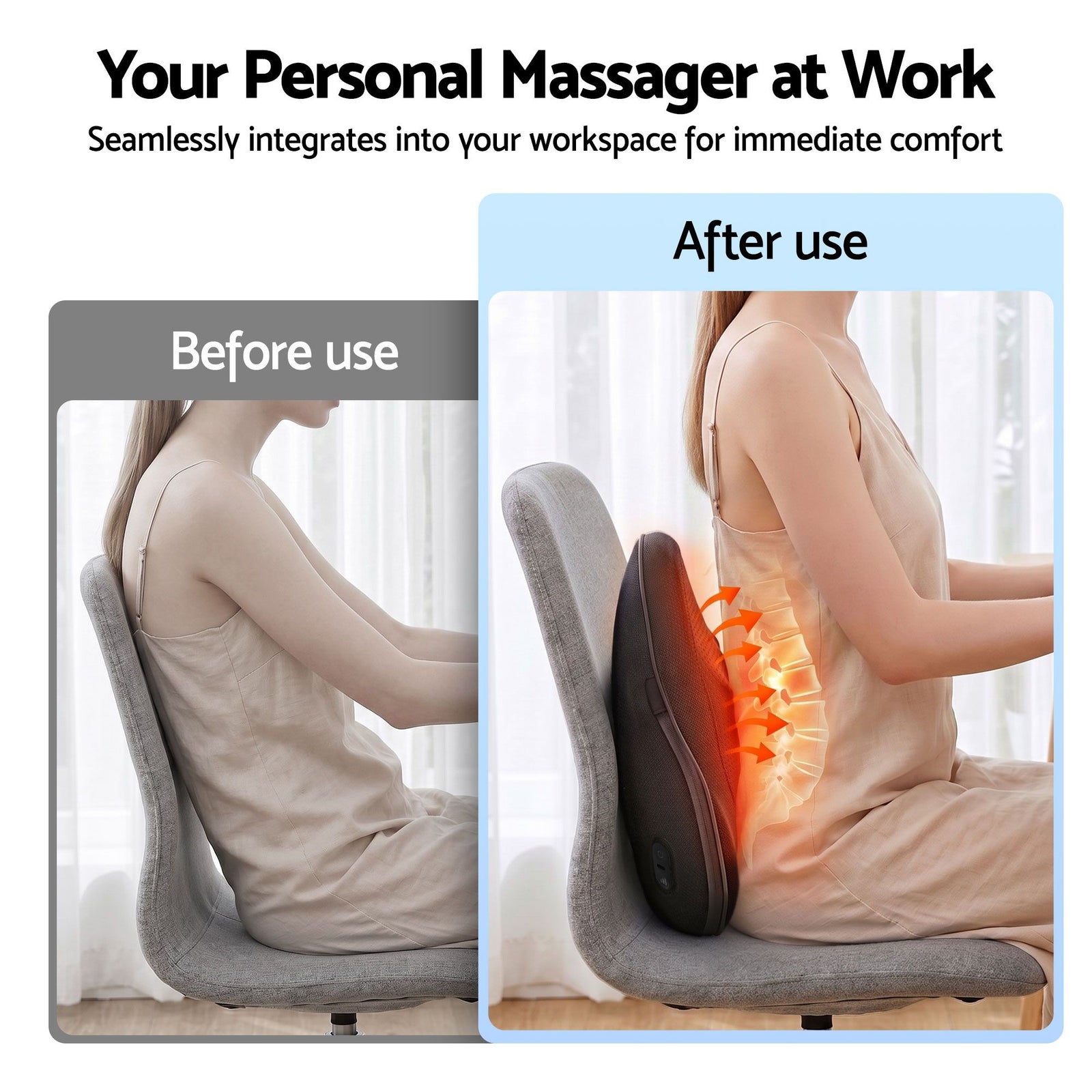 Back Massager – Heat, Triple‑Action Relief, Cordless 2000mAh, Type‑C