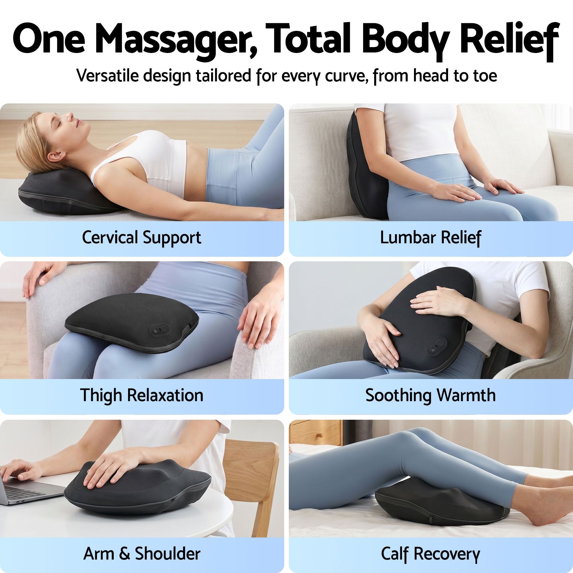Back Massager – Heat, Triple‑Action Relief, Cordless 2000mAh, Type‑C