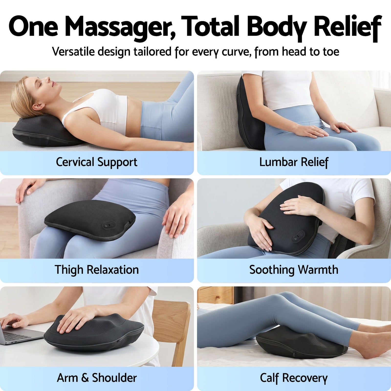 Back Massager – Heat, Triple‑Action Relief, Cordless 2000mAh, Type‑C