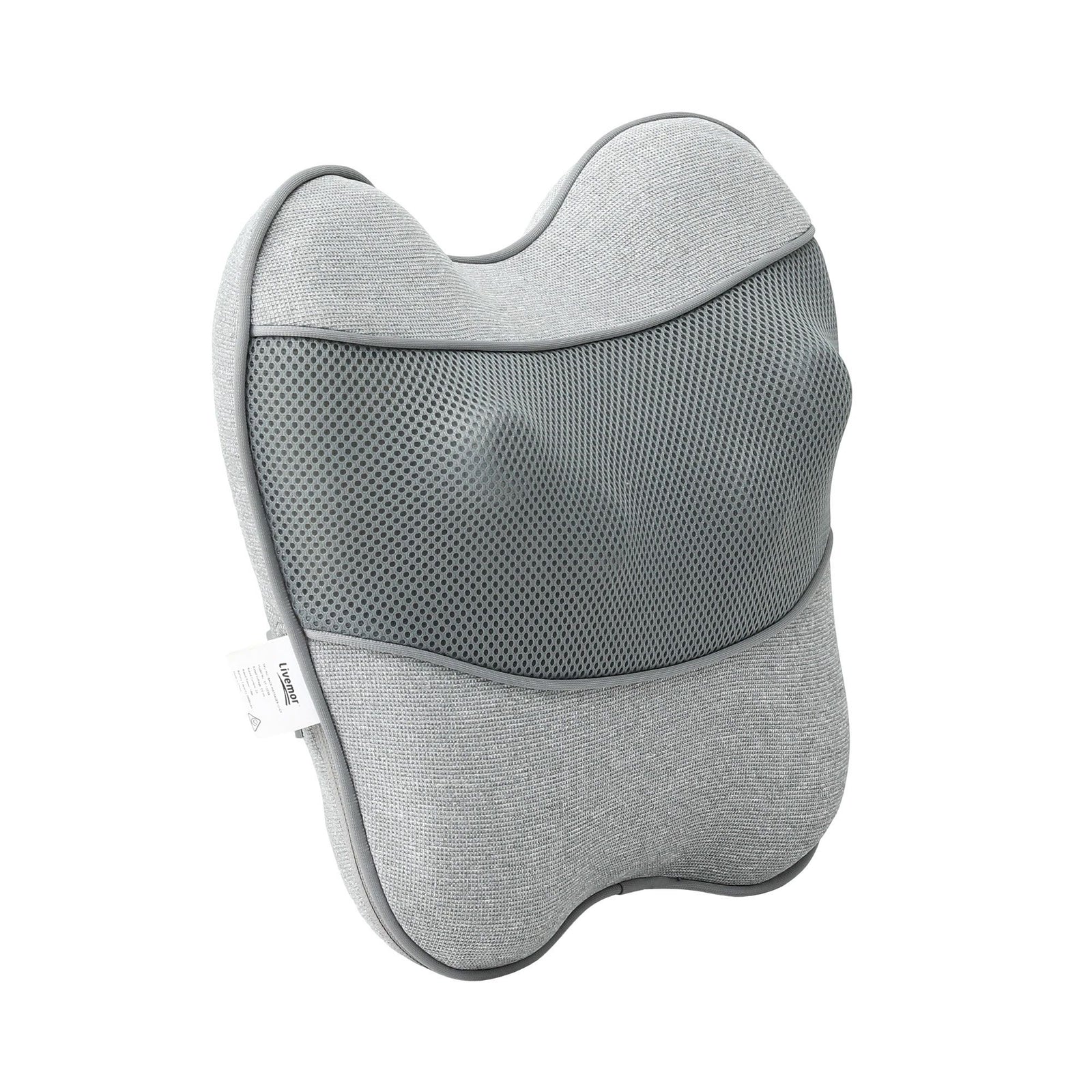 Massage Pillow – Heat, 3‑Speed Kneading, USB/2000mAh, 34×32cm, Grey