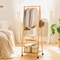 Artiss Bamboo Clothes Rack Coat Stand with Shelves & Wheels 165cm