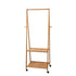 Artiss Bamboo Clothes Rack Coat Stand with Shelves & Wheels 165cm