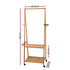 Artiss Bamboo Clothes Rack Coat Stand with Shelves & Wheels 165cm