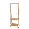Bamboo Clothes Rack Coat Stand with Shelves & Wheels 165cm