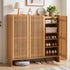 Artiss Shoe Cabinet Versatile Door 24 Pairs Shoe Storage Cupboard Bamboo