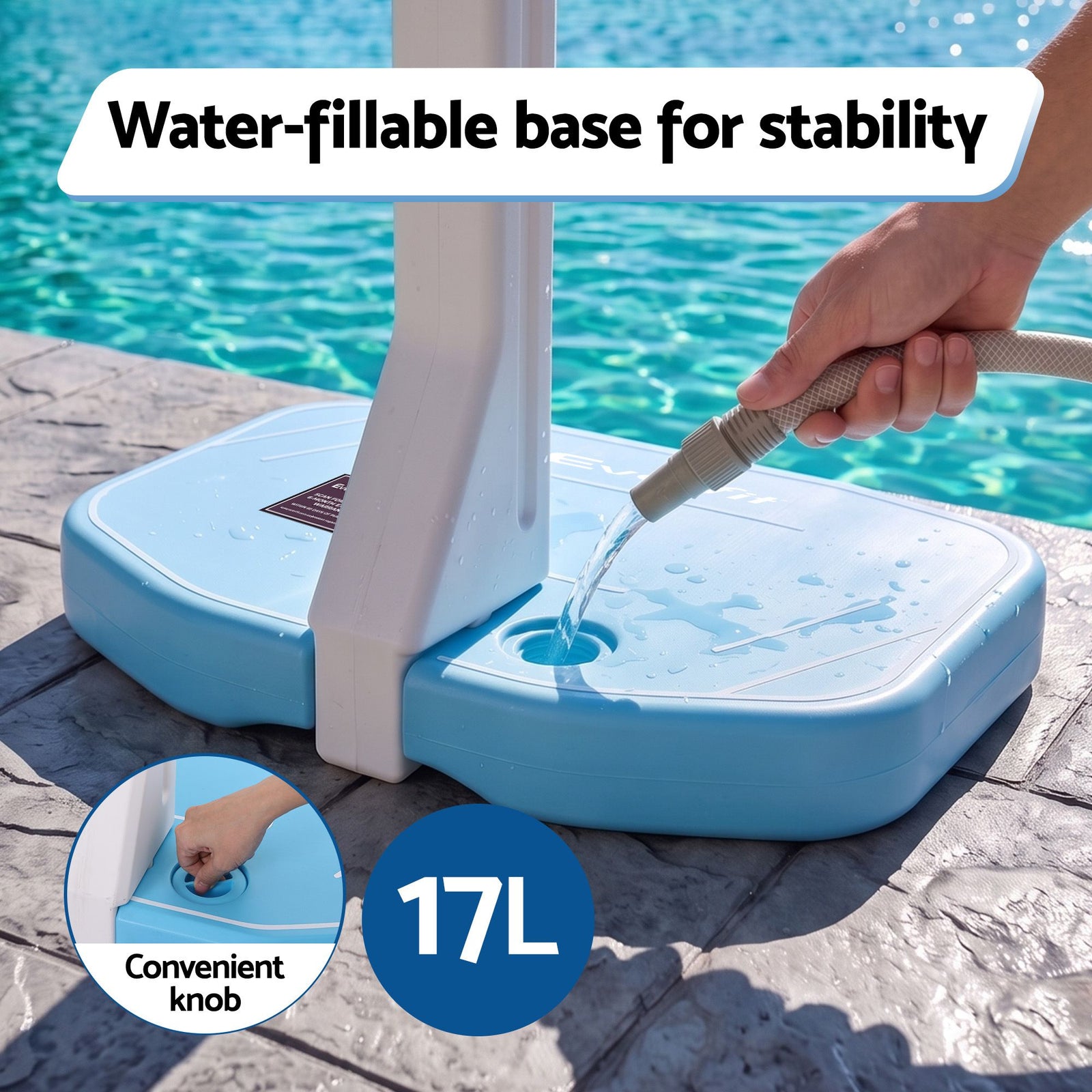 2 in 1 Pool Basketball Hoop Volleyball Net Set Water Sports Game Blue Set