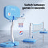 2 in 1 Pool Basketball Hoop Volleyball Net Set Water Sports Game Blue Set