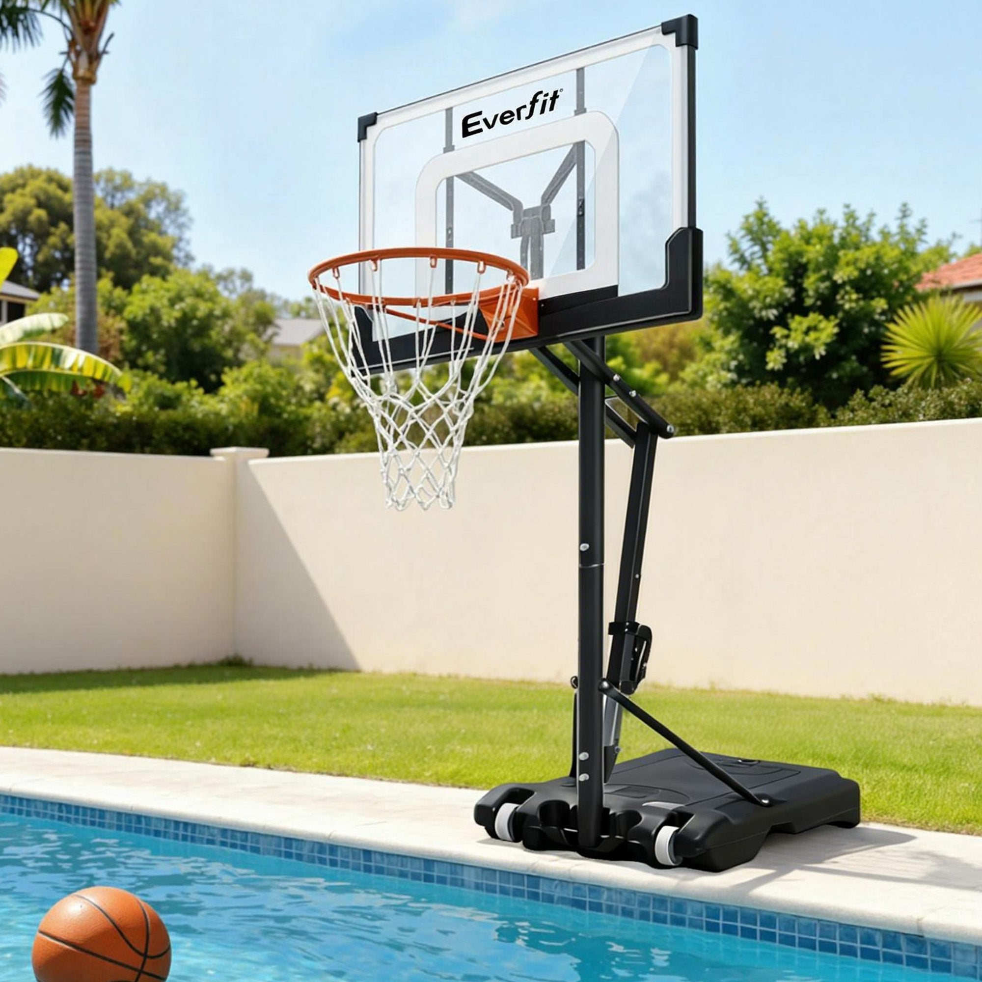Portable Basketball Hoop Adjustable Pool Goal System Backyard 1.05M-2.1M