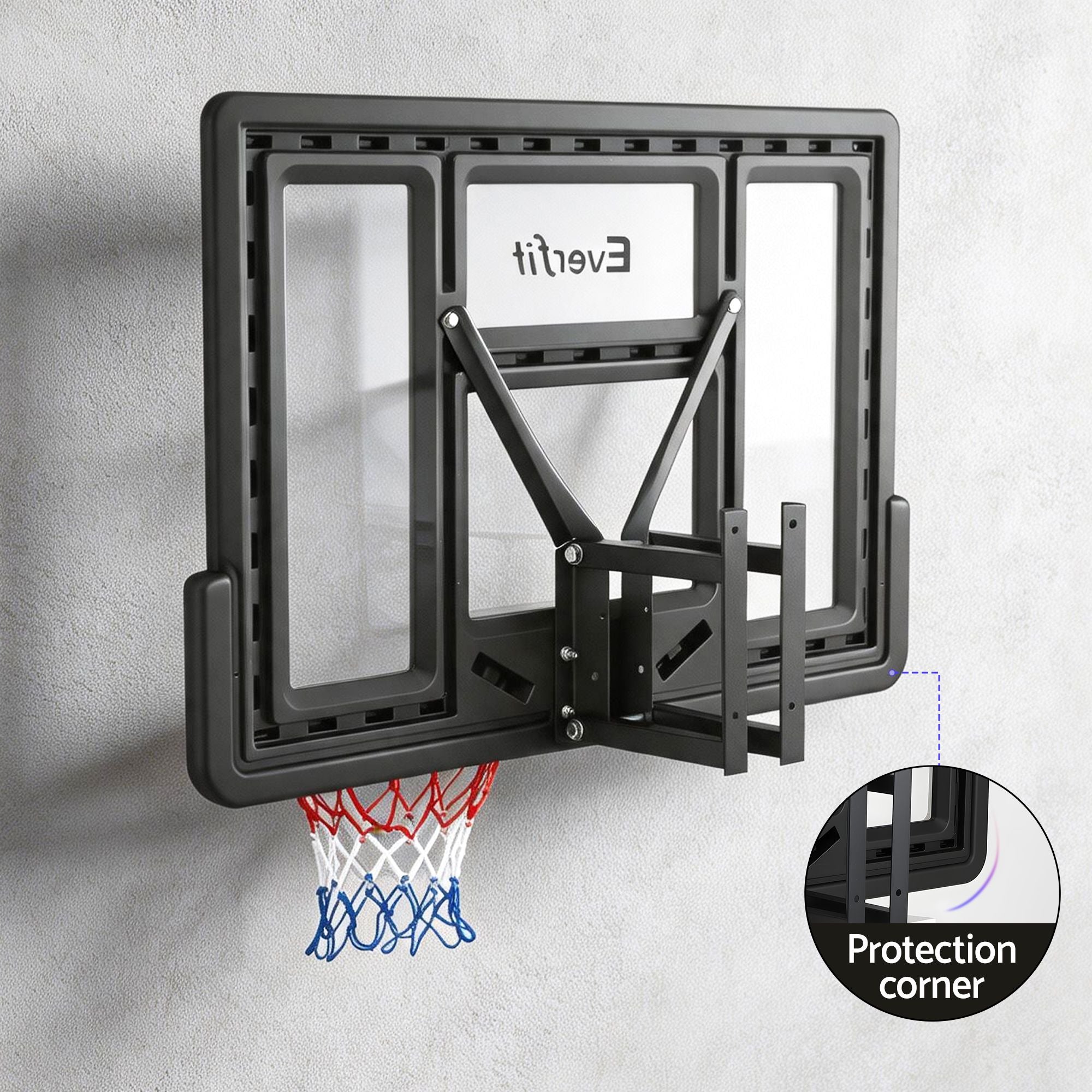Kids Basketball Hoop 43" – Wall‑Mount Backboard, Steel Rim, Indoor/Outdoor