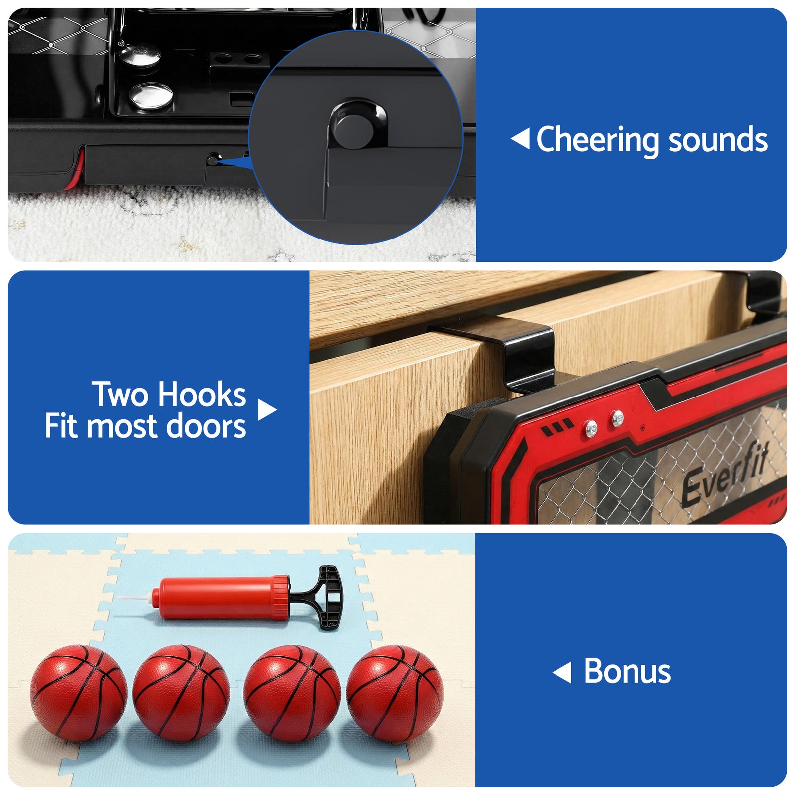 Mini Basketball Hoop Over Door Indoor LED Scoreboard Kids Set 40x30cm