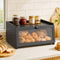 Artiss Bamboo Bread Box Kitchen Countertop Storage Clear Window Shelf 40cm Black