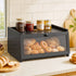 Artiss Bamboo Bread Box Kitchen Countertop Storage Clear Window Shelf 40cm Black
