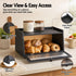 Artiss Bamboo Bread Box Kitchen Countertop Storage Clear Window Shelf 40cm Black