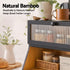 Artiss Bamboo Bread Box 2-Tier Kitchen Countertop Storage 40cm Black