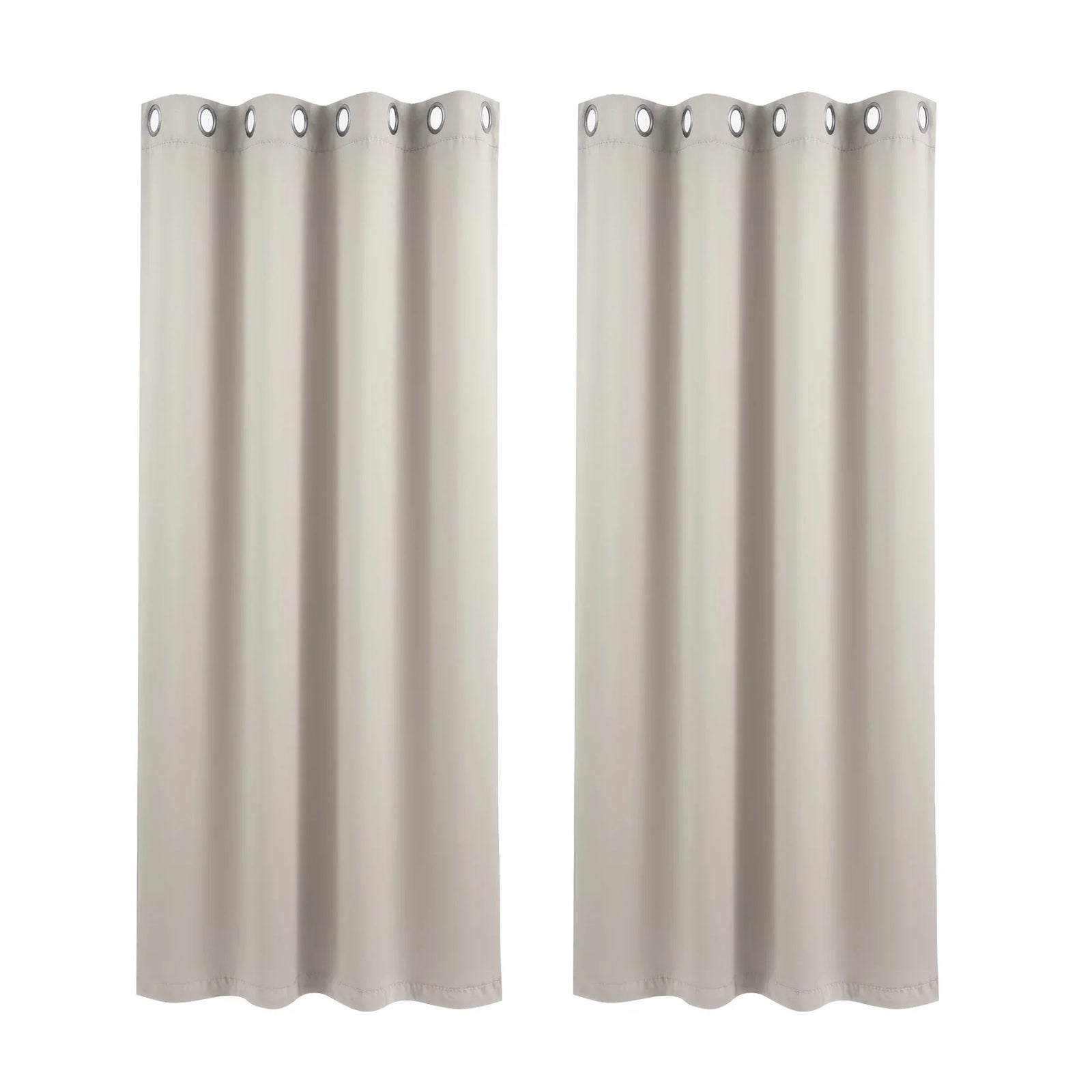 Blockout Curtains 2X 132x160cm Thermal Insulated Eyelet Drapes Beige