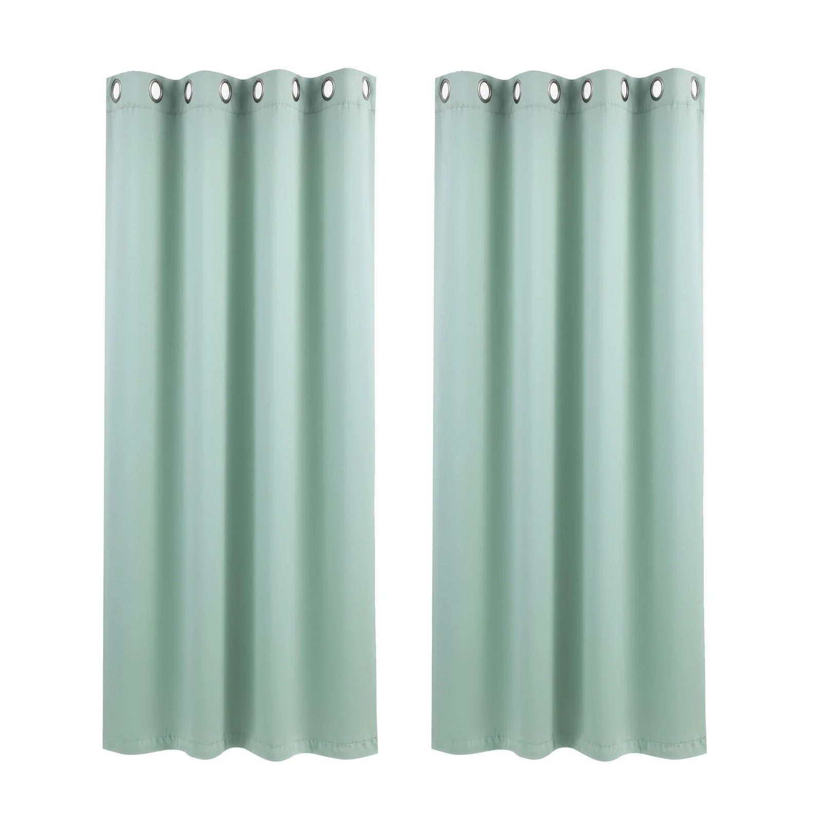 Blockout Curtains 2X 132x160cm Thermal Insulated Eyelet Drapes Green