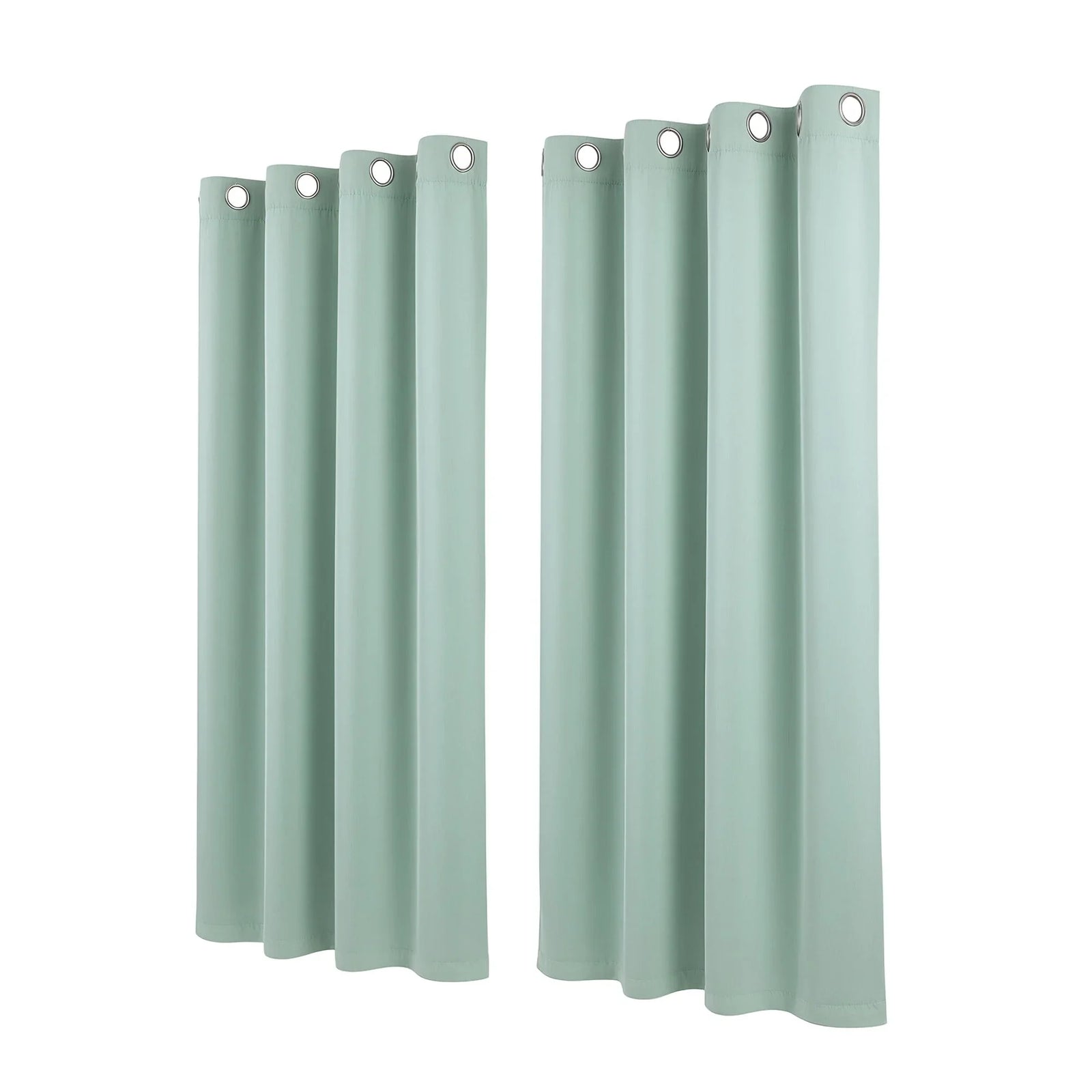 Blockout Curtains 2X 132x160cm Thermal Insulated Eyelet Drapes Green