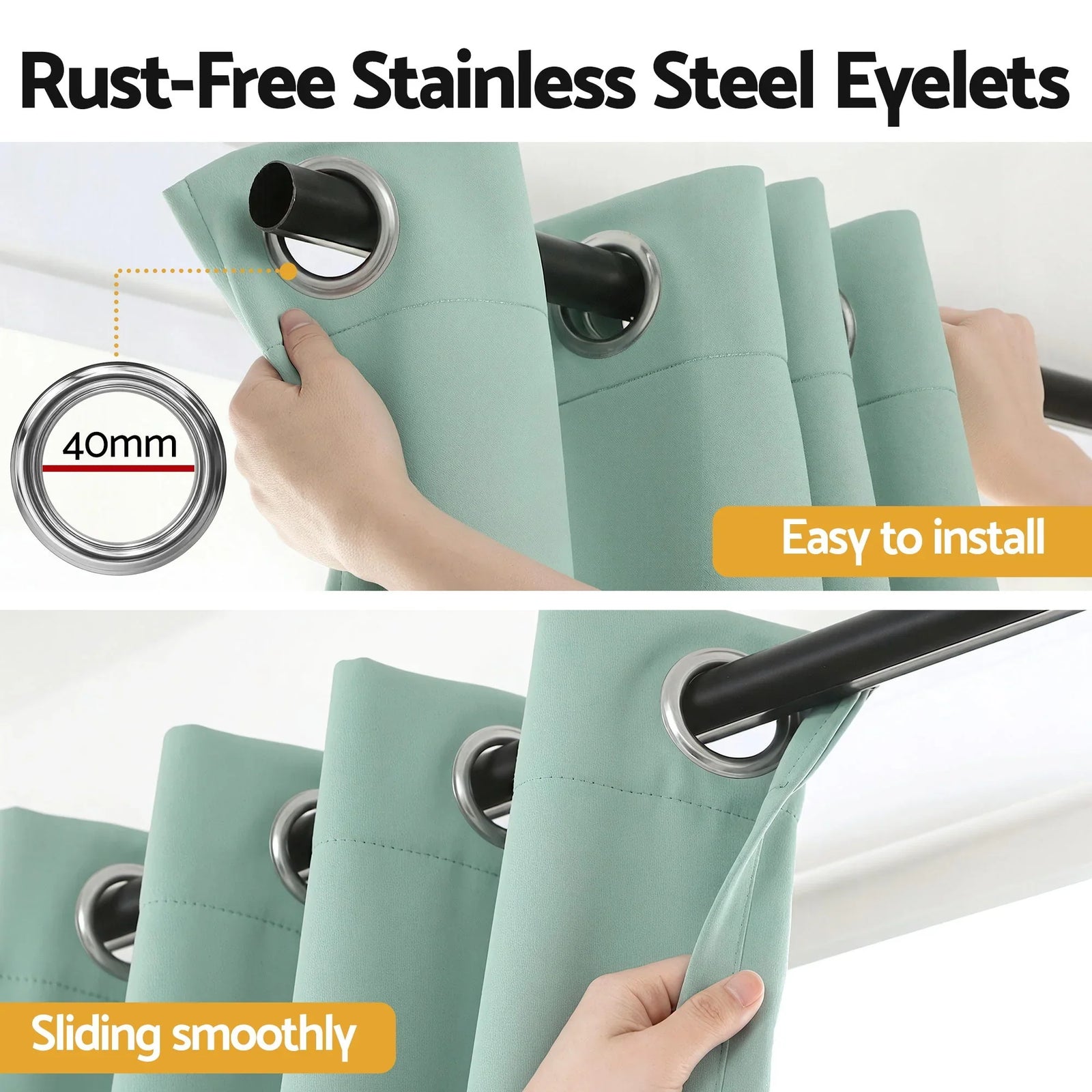 Blockout Curtains 2X 132x160cm Thermal Insulated Eyelet Drapes Green