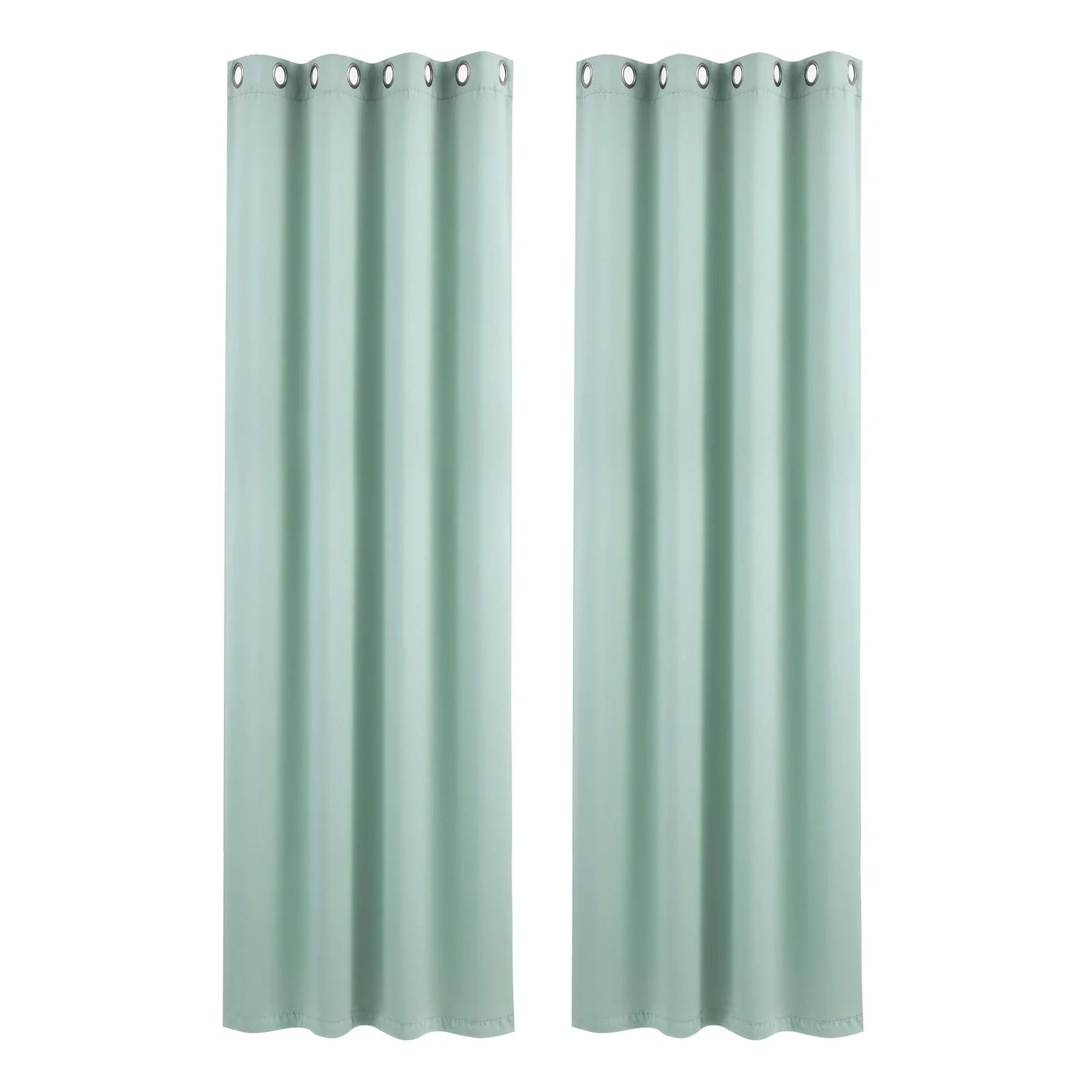 Blockout Curtains 2X 132x213cm Thermal Insulated Eyelet Drapes Green