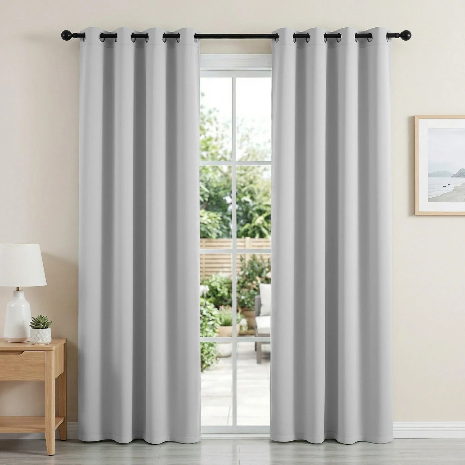 Blockout Curtains 2X 132x213cm Thermal Insulated Eyelet Drapes Grey