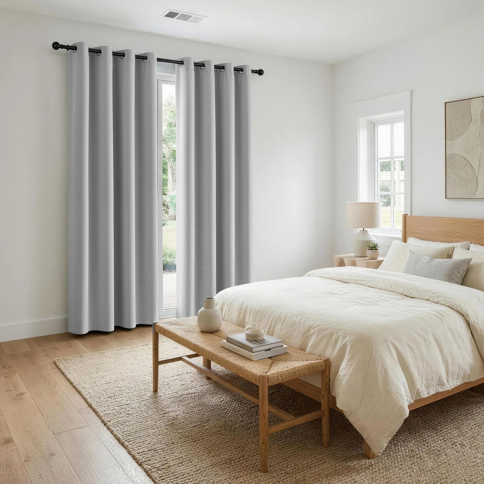 Blockout Curtains 2X 132x213cm Thermal Insulated Eyelet Drapes Grey