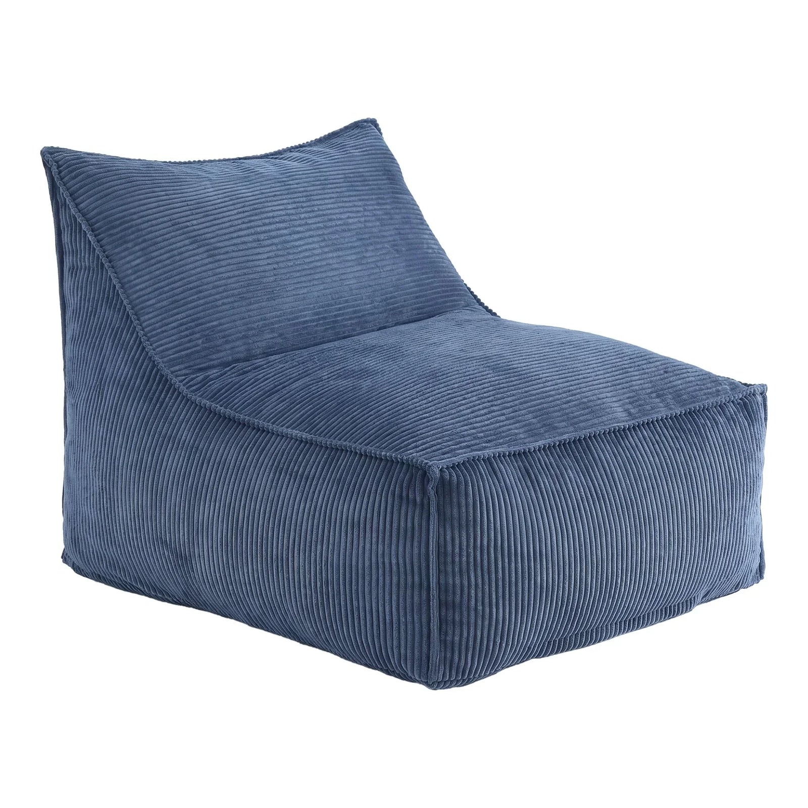 Corduroy Bean Bag Cover – L‑Shape Support, Soft Texture, Washable, Blue