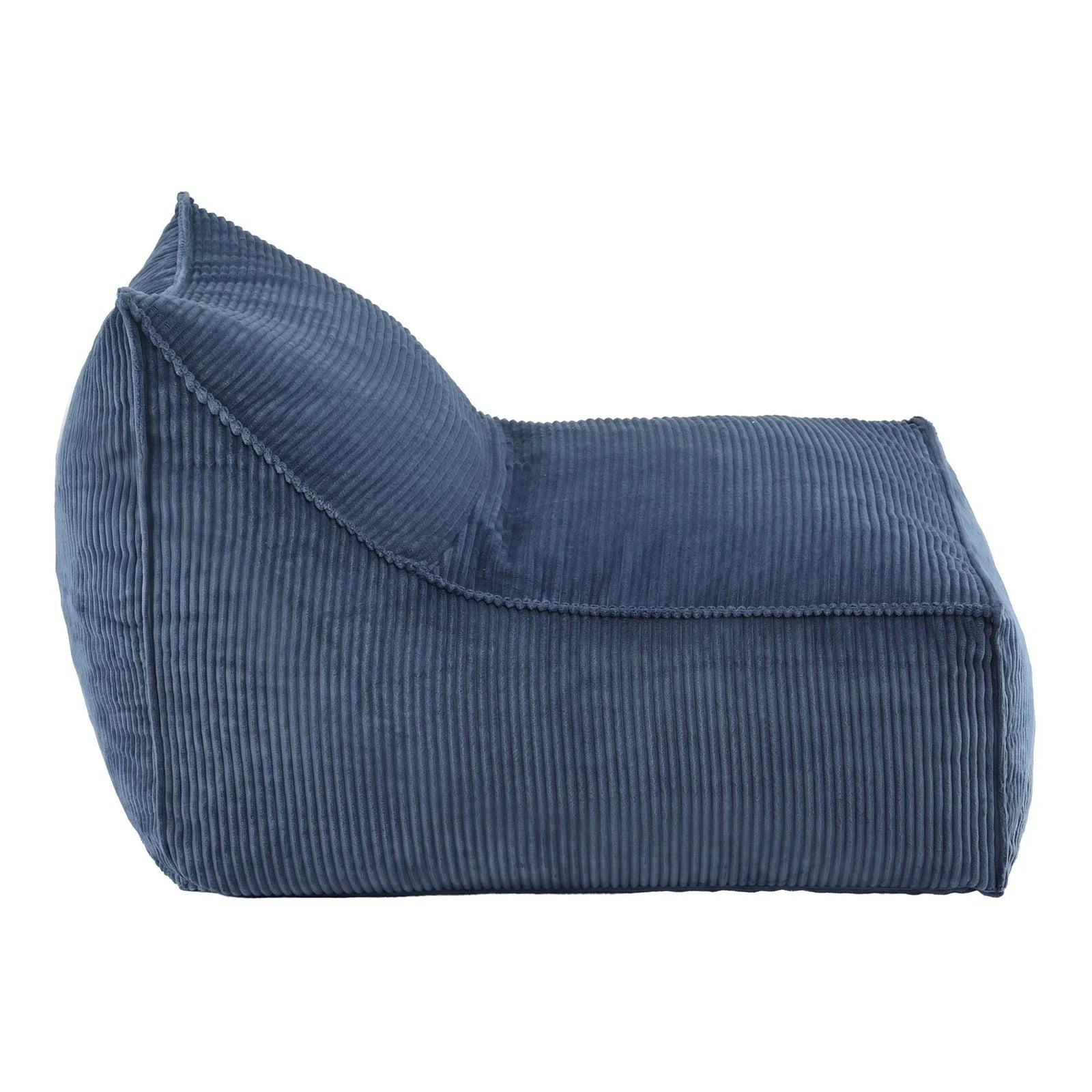 Corduroy Bean Bag Cover – L‑Shape Support, Soft Texture, Washable, Blue