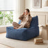 Corduroy Bean Bag Cover – L‑Shape Support, Soft Texture, Washable, Blue